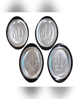 Vintage Cactus Serv-A-Sizzle Steak Fajitas Serving Plates w/ Holders